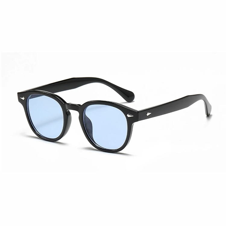 Retro Ocean Blue Round Sunglasses