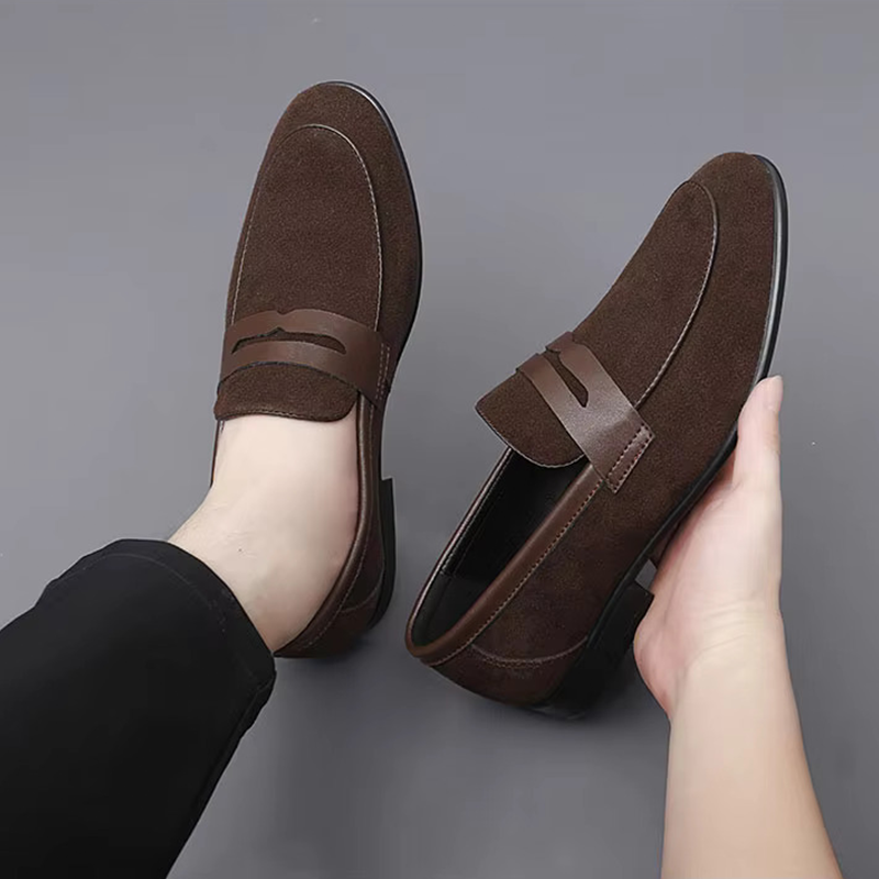 Breathable Black Suede Penny Loafers