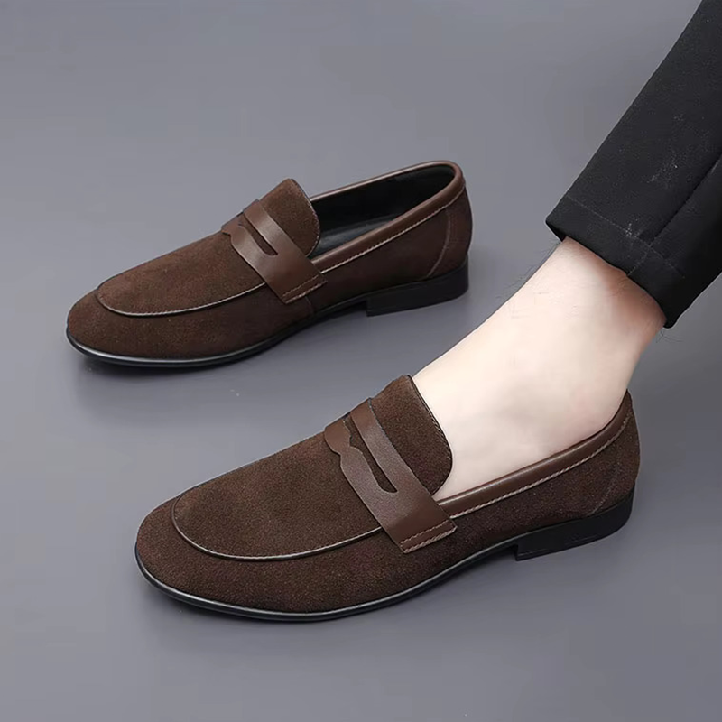 Breathable Black Suede Penny Loafers