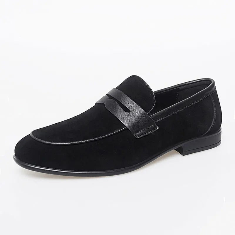 Breathable Black Suede Penny Loafers