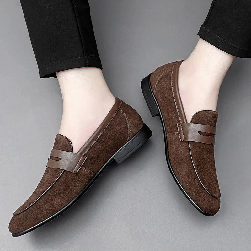 Breathable Black Suede Penny Loafers